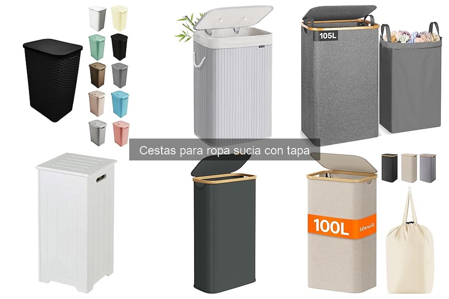 Cestas para Ropa Sucia con Tapa de Material Reciclado