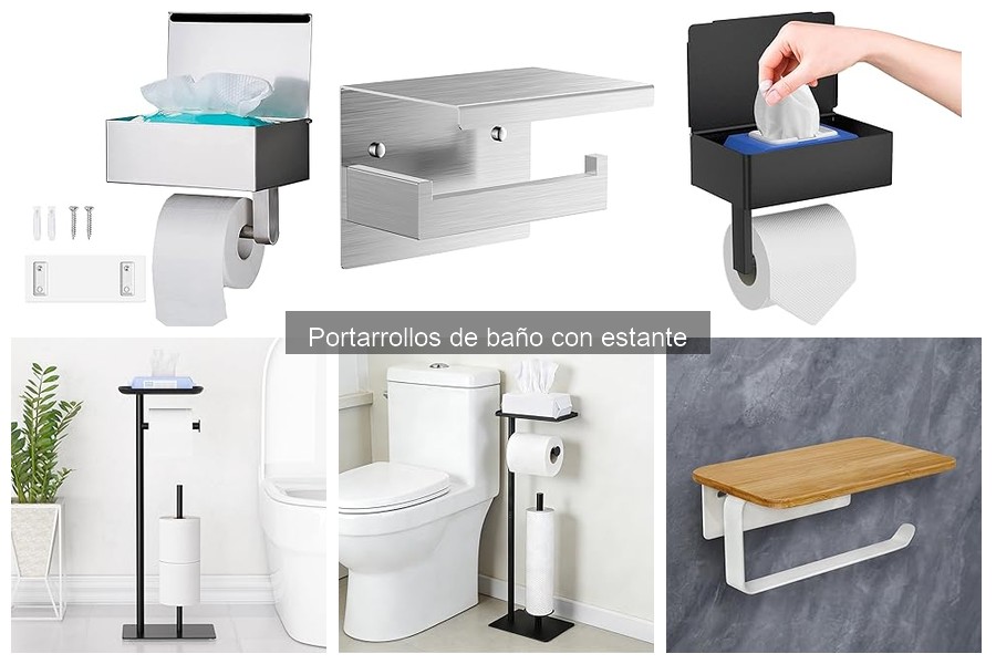 Comparativa de materiales en portarrollos de baño con estante