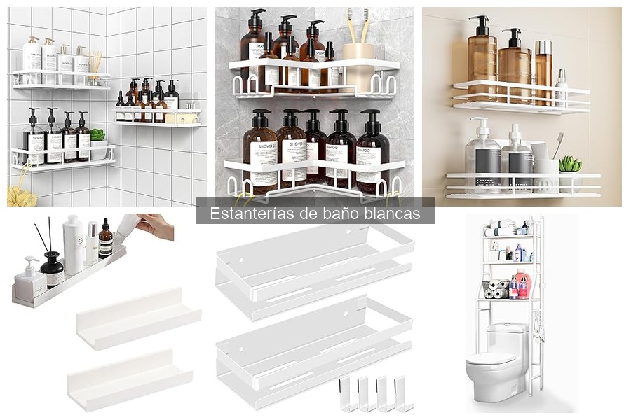 Estanterías de baño blancas con almacenamiento oculto