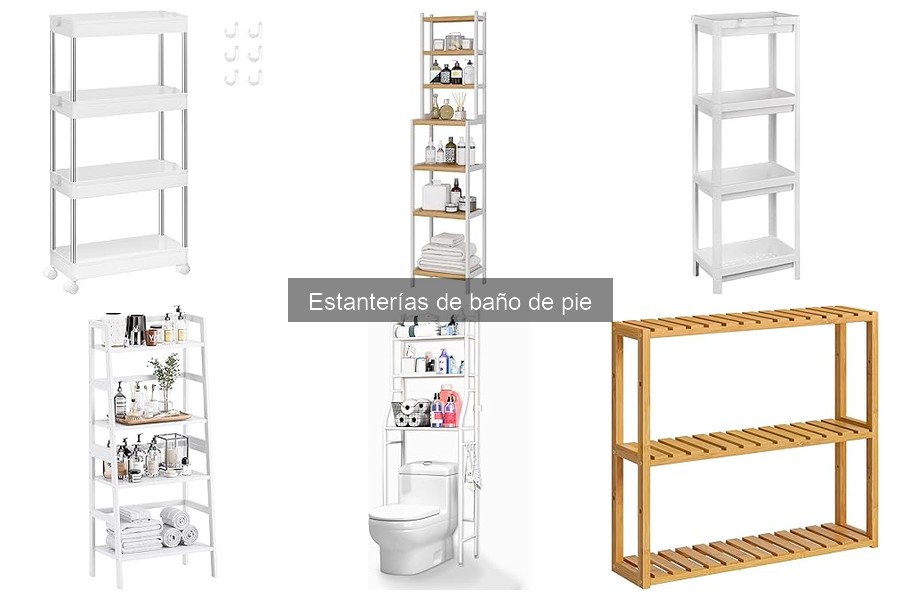 Estanterías de baño de pie: opciones plegables y modulares