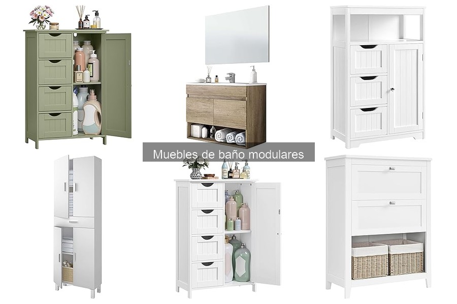 Tipos de muebles de baño modulares: estanterías y más