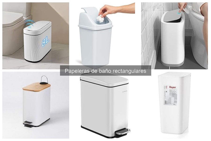 Tipos de papeleras de baño rectangulares: estilos y materiales